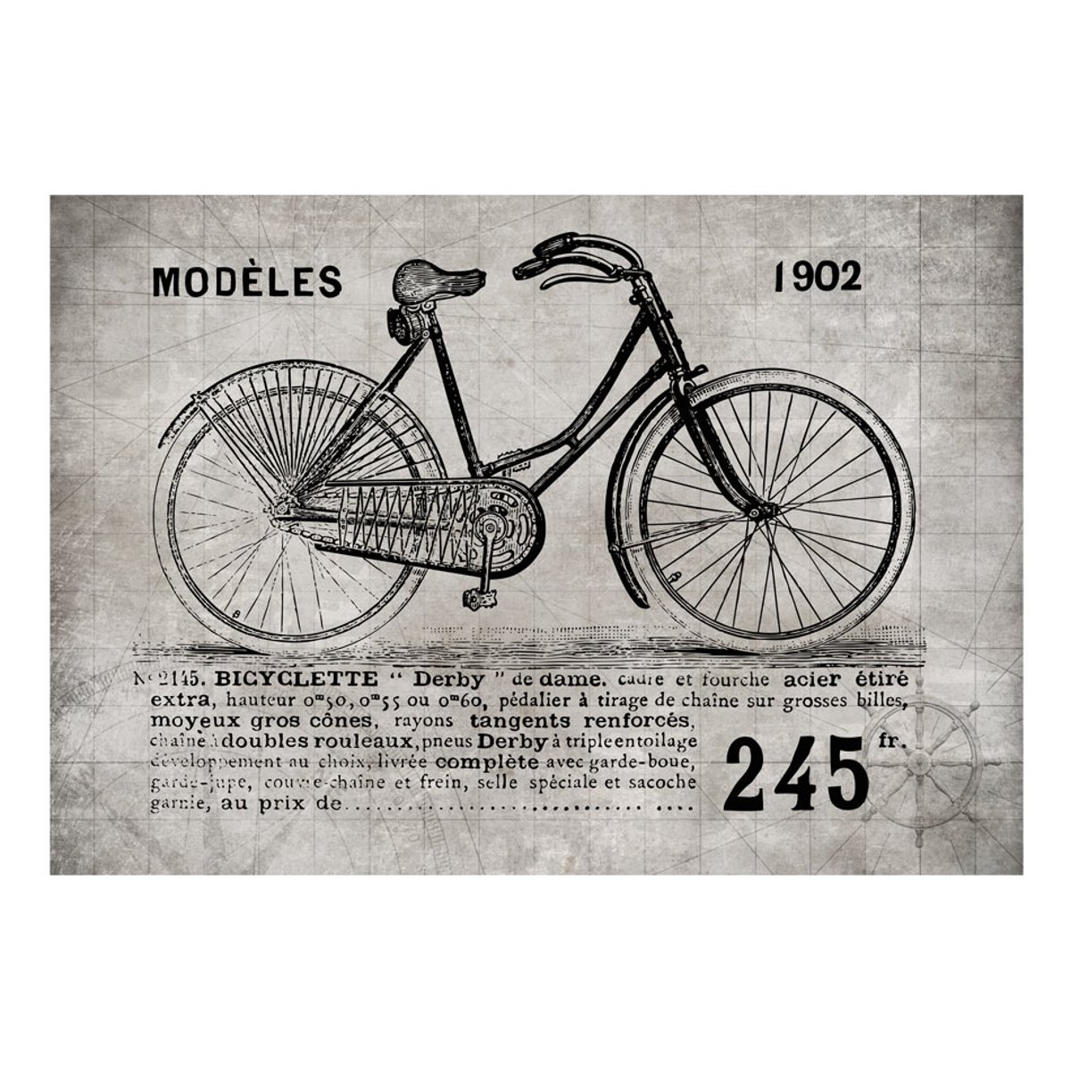Papier peint intissé panoramique Vintage et Retro Bicycle (Vintage) gris / argent, EDEN