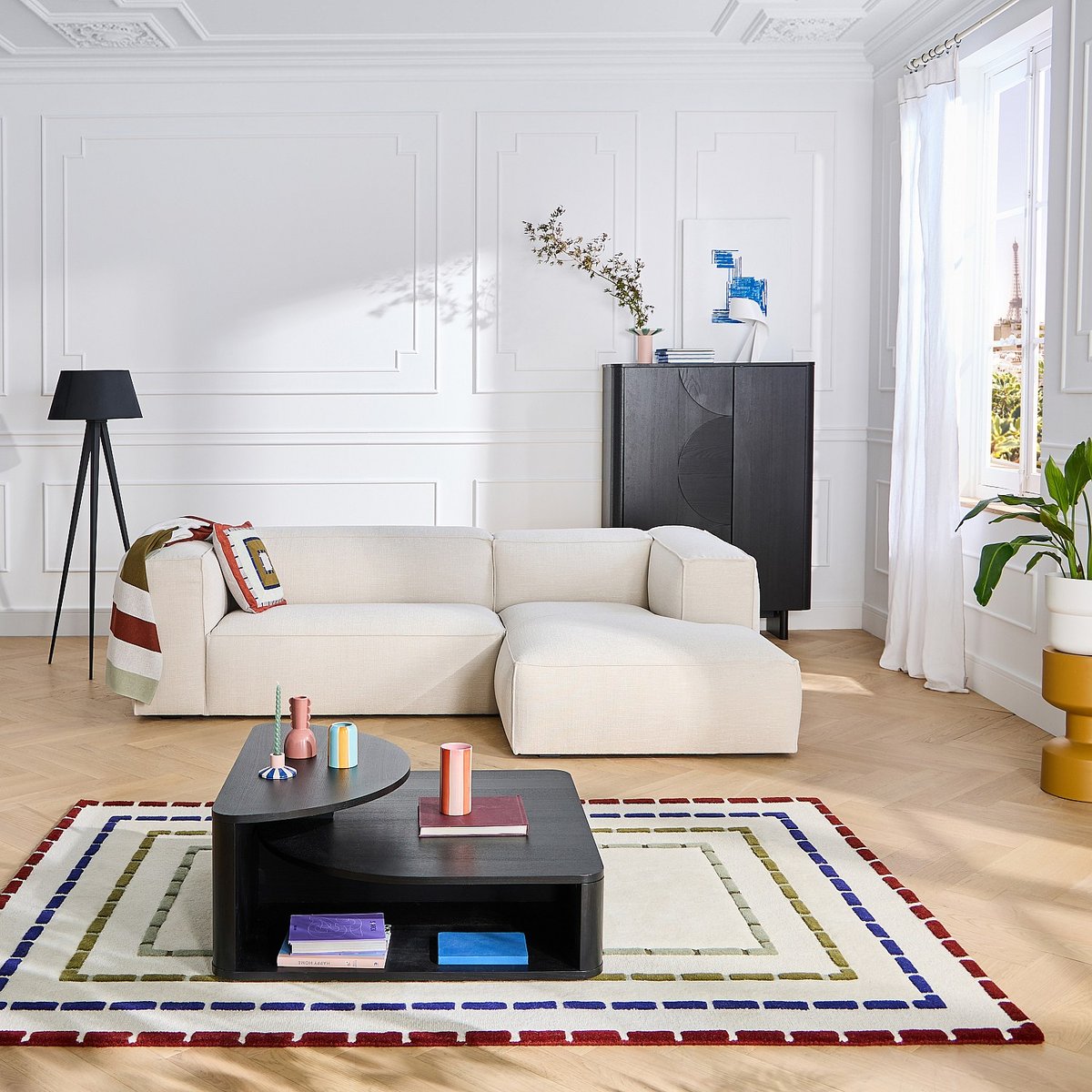Buffet haut 2 portes en chêne MILORD noir, HABITAT