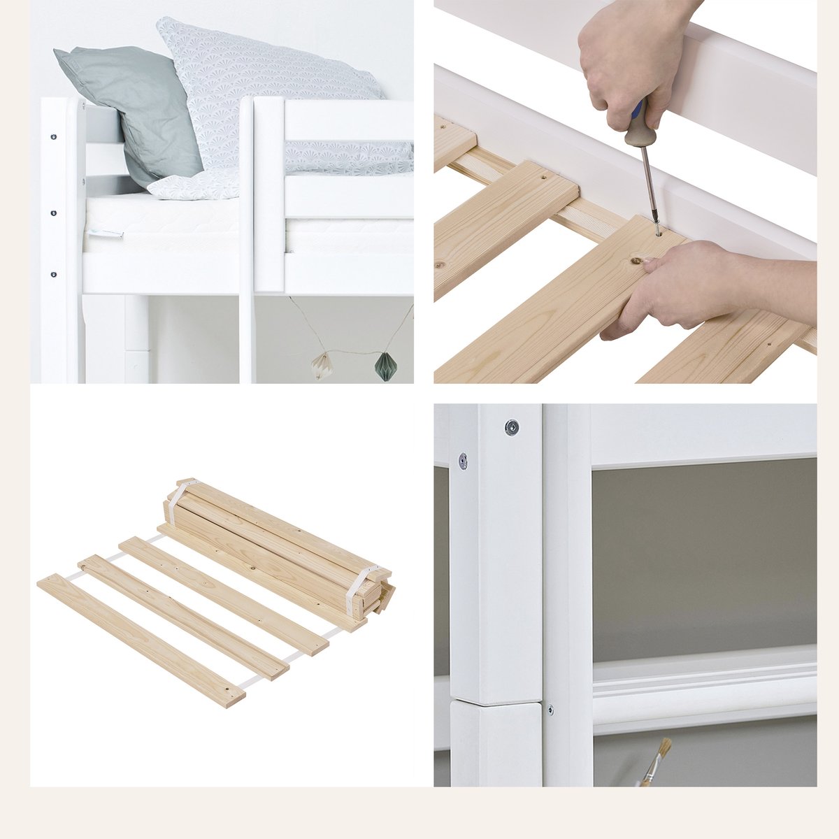 Lit Mi Hauteur pin massif ECO LUXURY blanc, HOPPEKIDS