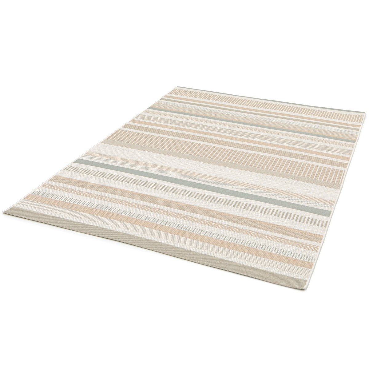 Tapis intérieur extérieur à rayures SOLEA vert naturel, AFK LIVING