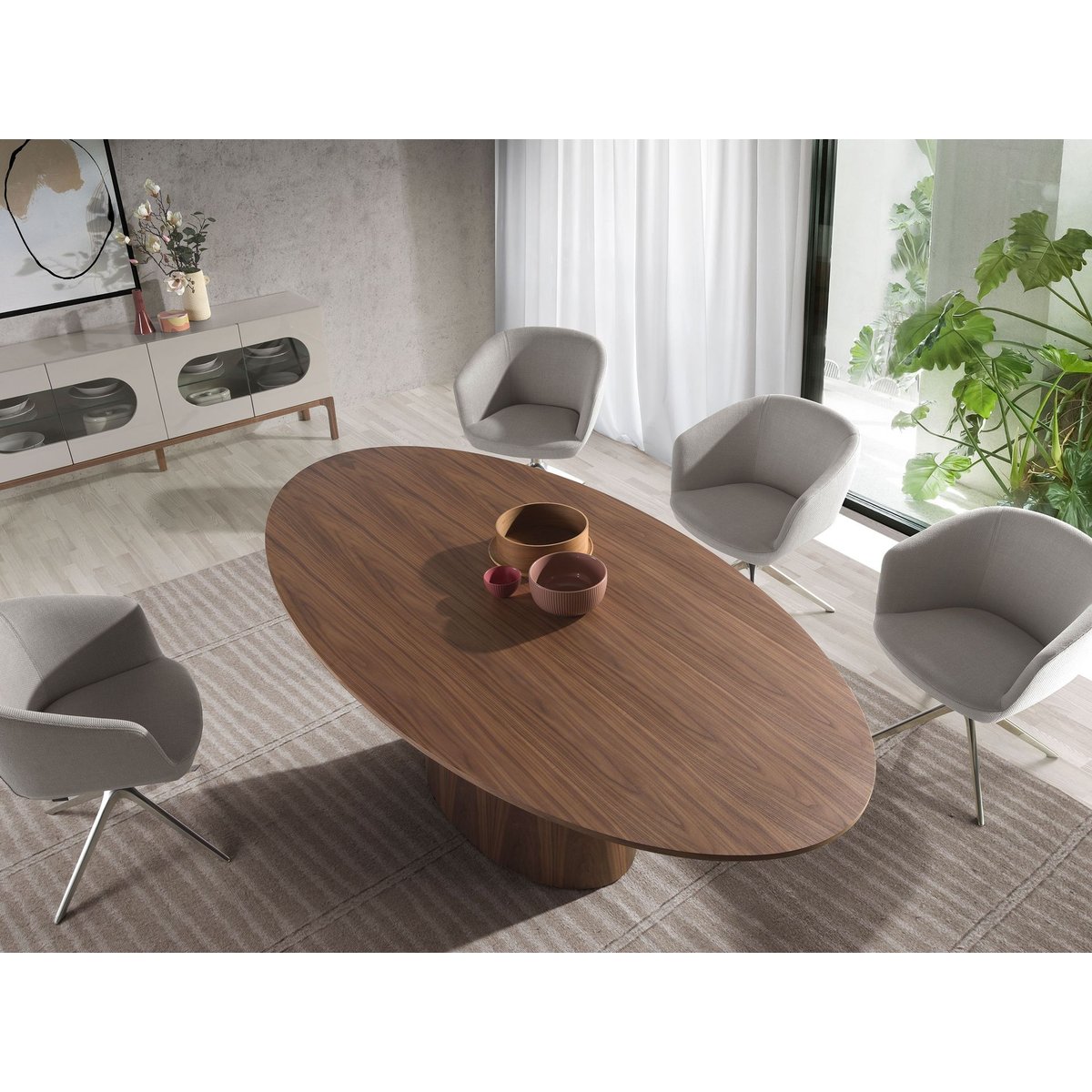 Chaise pivotante en tissu gris clair gris | acier, ANGEL CERDA