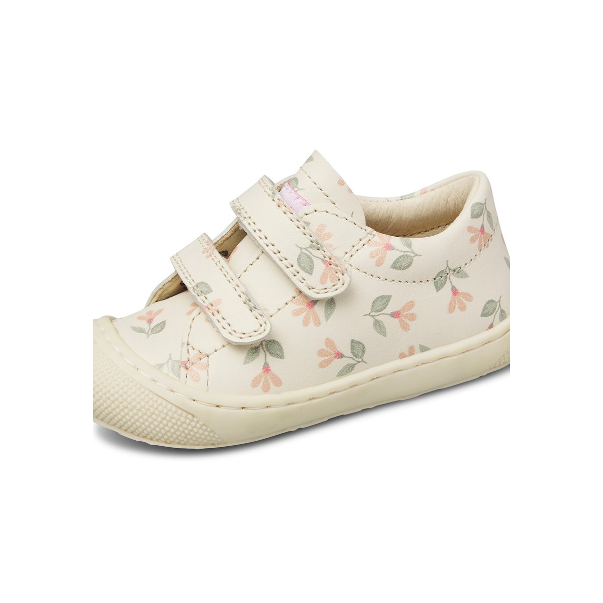 Chaussures premiers pas en cuir COCOON LOW VL blanc crème-rose, NATURINO