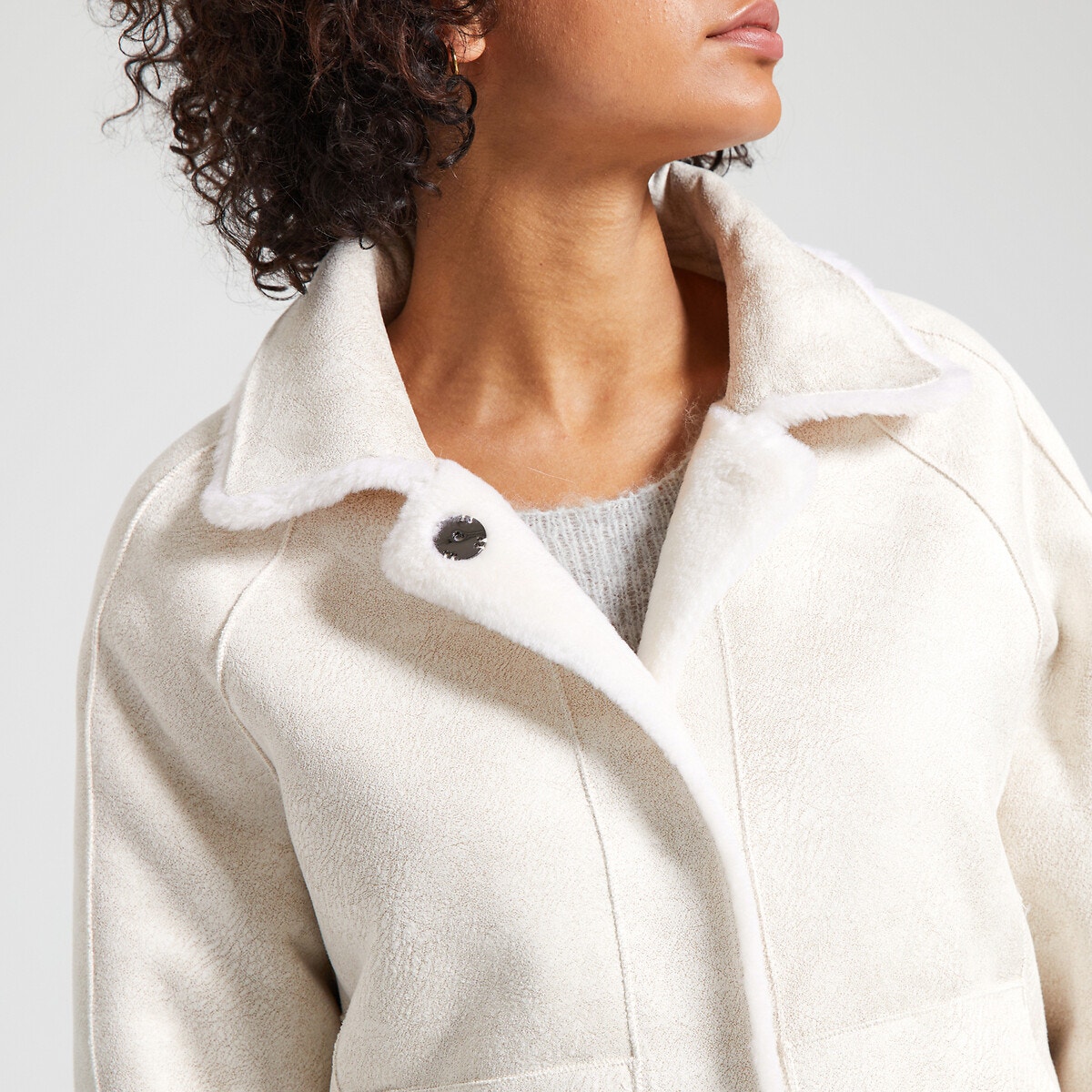 Blouson réversible court en bouclette HELEN ecru, OAKWOOD