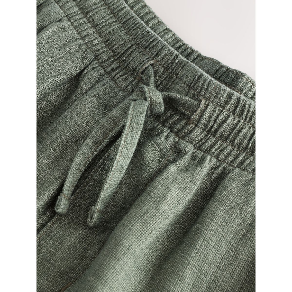 Short en lin épais avec taille à cordon vert, NEXT