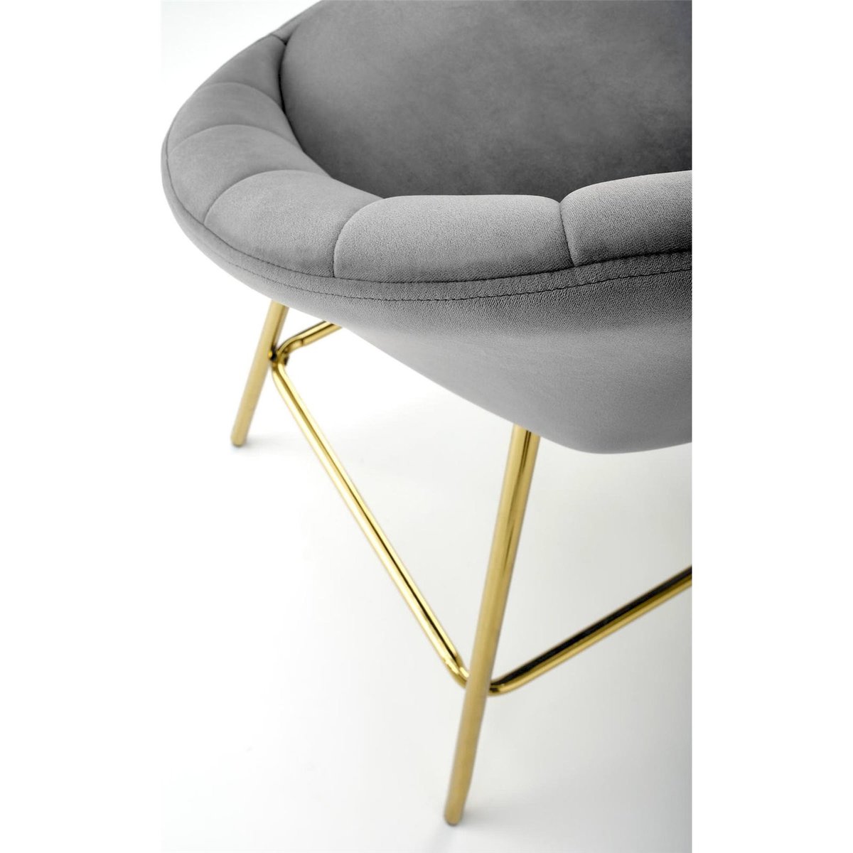 Tabouret de bar velours collection IDALED gris cendré et doré, RECOLLECTION