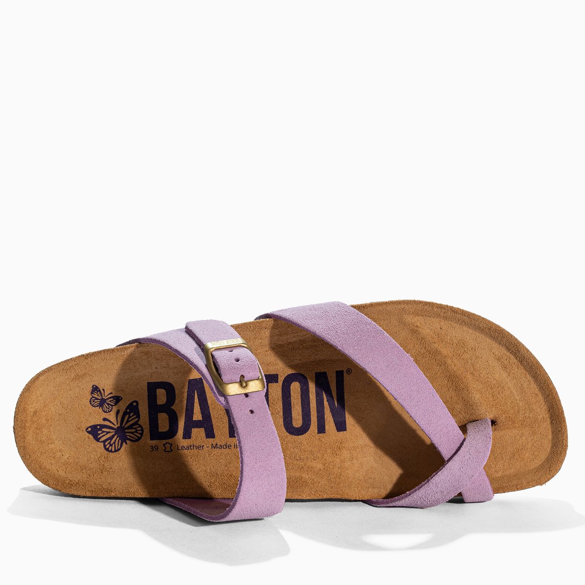 Tongs en cuir suédé DIANE lila, BAYTON