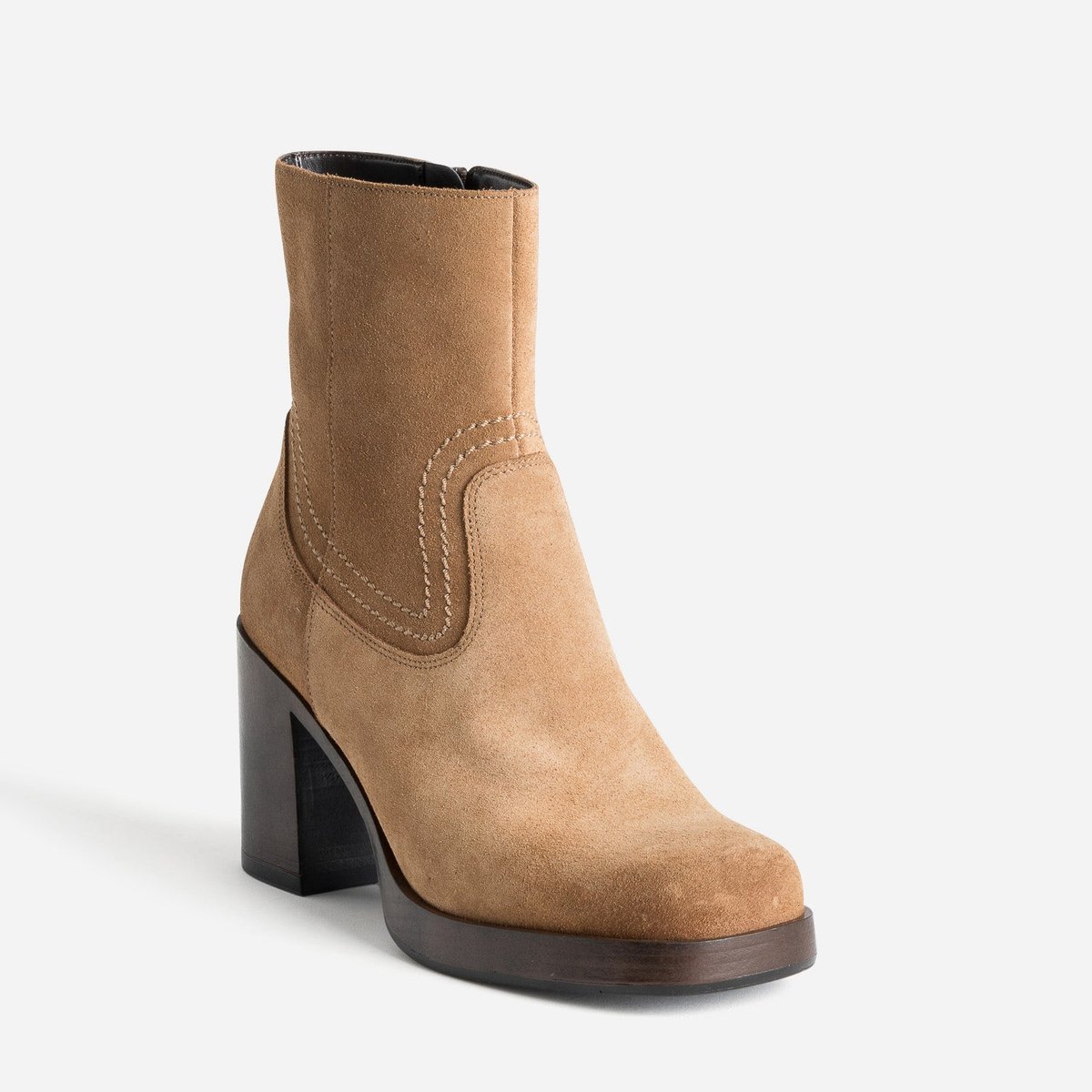 Boots À Talon en cuir CELIA camel, ERAM