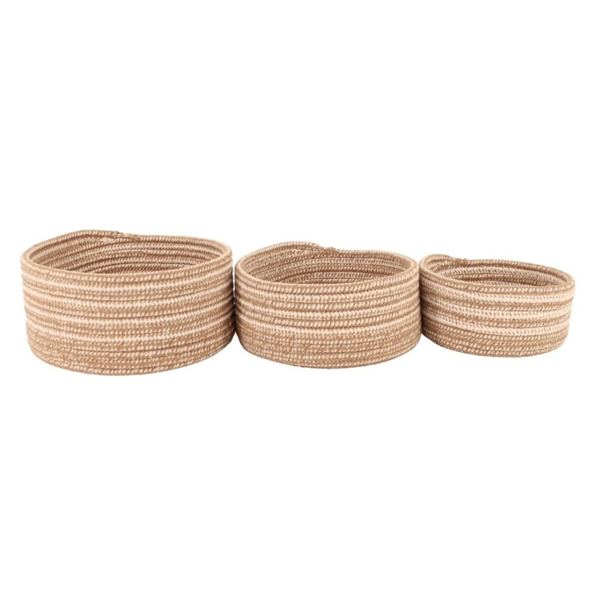 Lot de 3 paniers ronds en corde de coton beige, AZAO