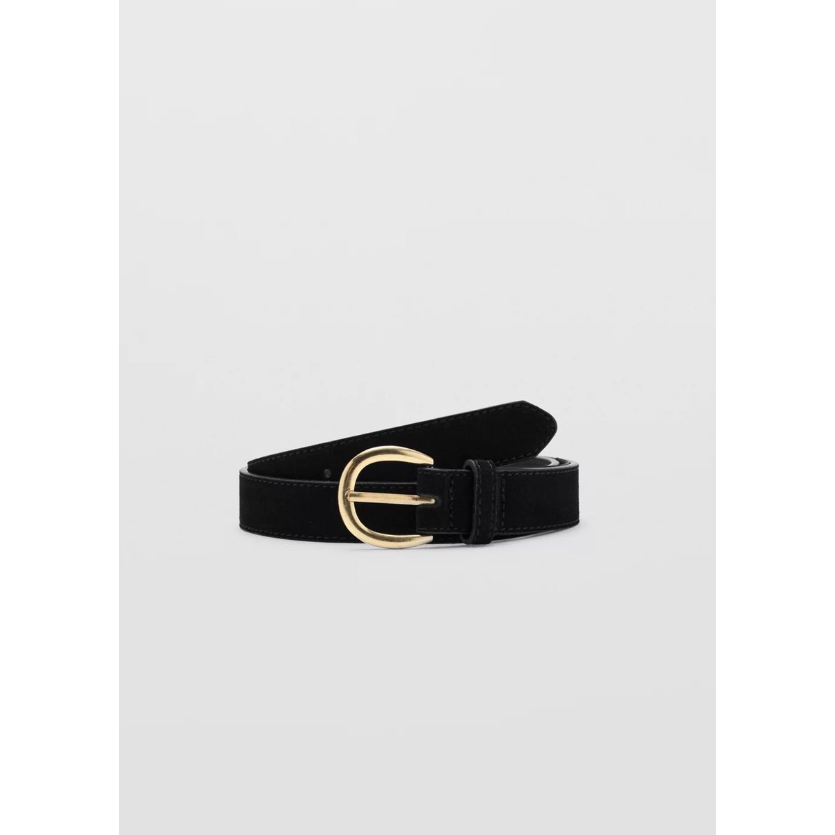 Ceinture cuir suède noir, MANGO