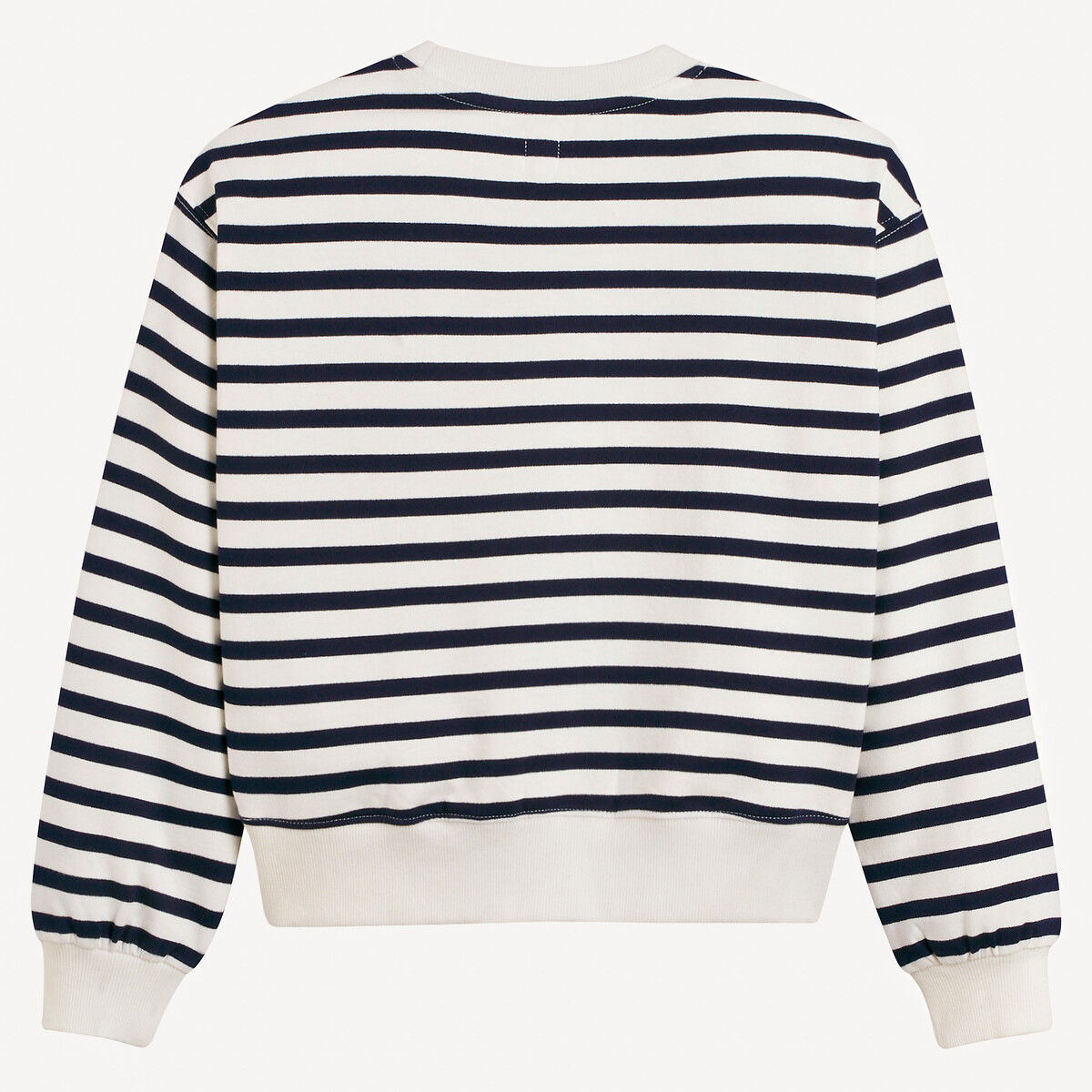 Sweat col rond rayé en molleton rayé bleu marine/écru, LA REDOUTE COLLECTIONS