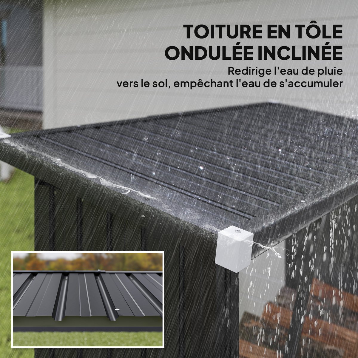 Abri pour le stockage du bois Acier galvanisé gris foncé, OUTSUNNY