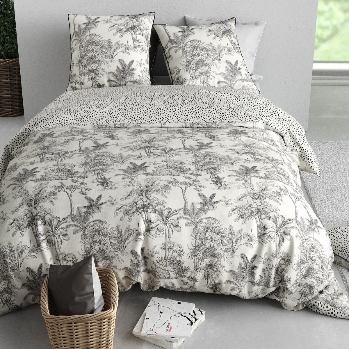 Parure housse de couette avec taie(s) en coton imprimée, Fauve noir, C DESIGN HOME TEXTILE