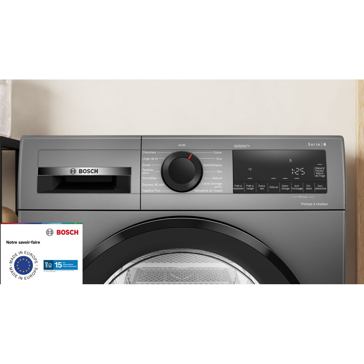 Sèche linge pompe à chaleur WQG233DYFR couleur unique, BOSCH