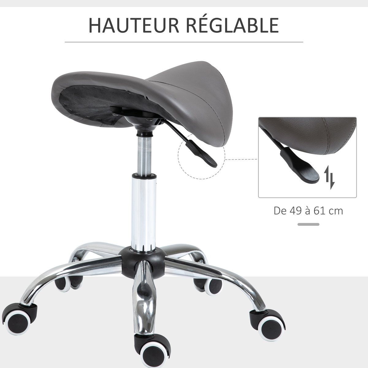 Tabouret de salon Métal Gris gris, HOMCOM