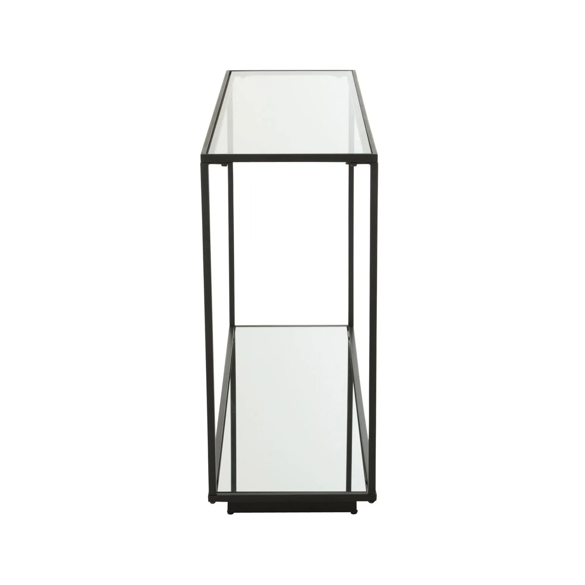 Console design double plateau en verre et métal noir L132 - ORION transparent, HELLIN, DEPUIS 1862