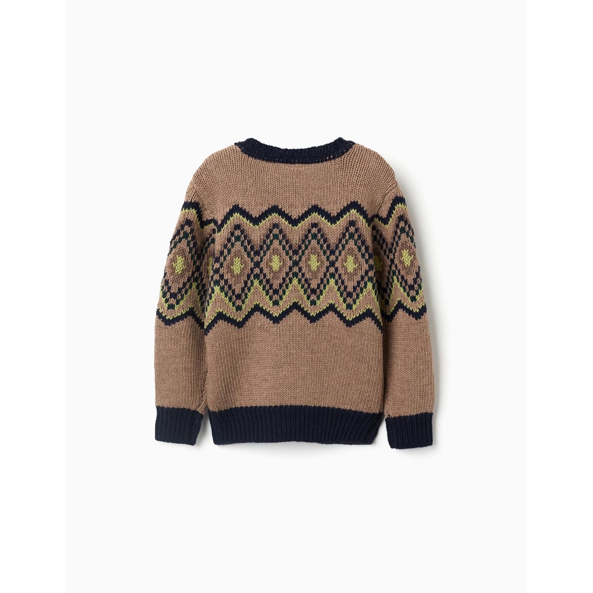 Pull en maille avec motif jacquard beige, ZIPPY