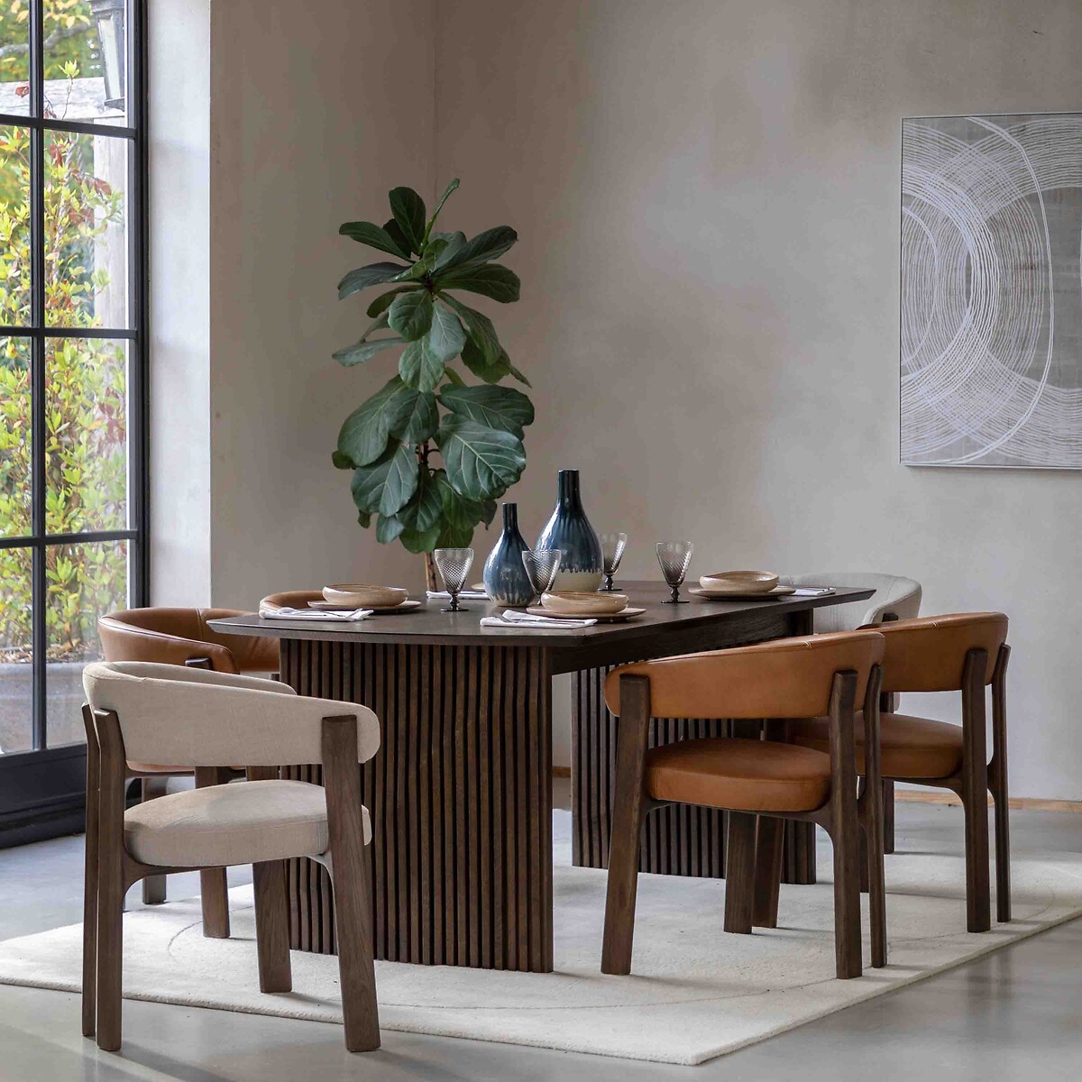 Owen Leather Dining Chair dark oak wood, ÉDITÉ