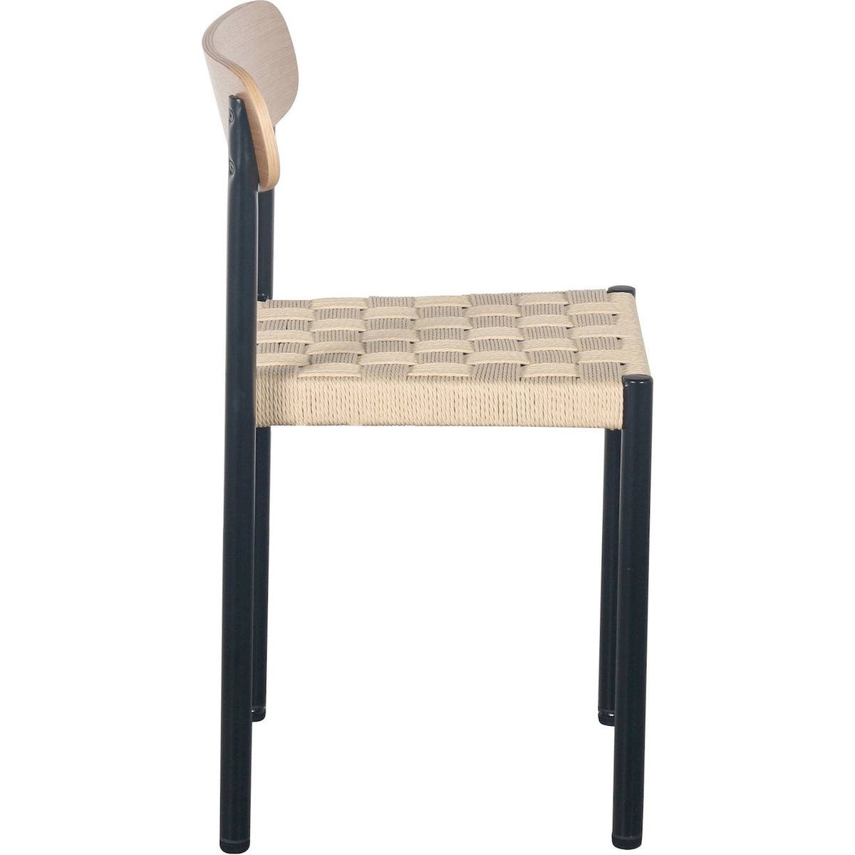 Chaise assise tressée collection HUMALPA chêne naturel et beige avec structure noire, RECOLLECTION