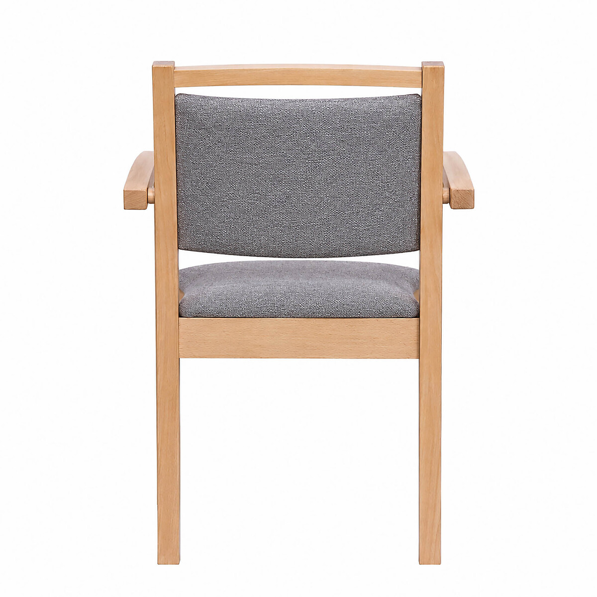 Chaise design en bois massif avec accoudoirs – Assise et dossier rembourrés gris, EUROPE & NATURE