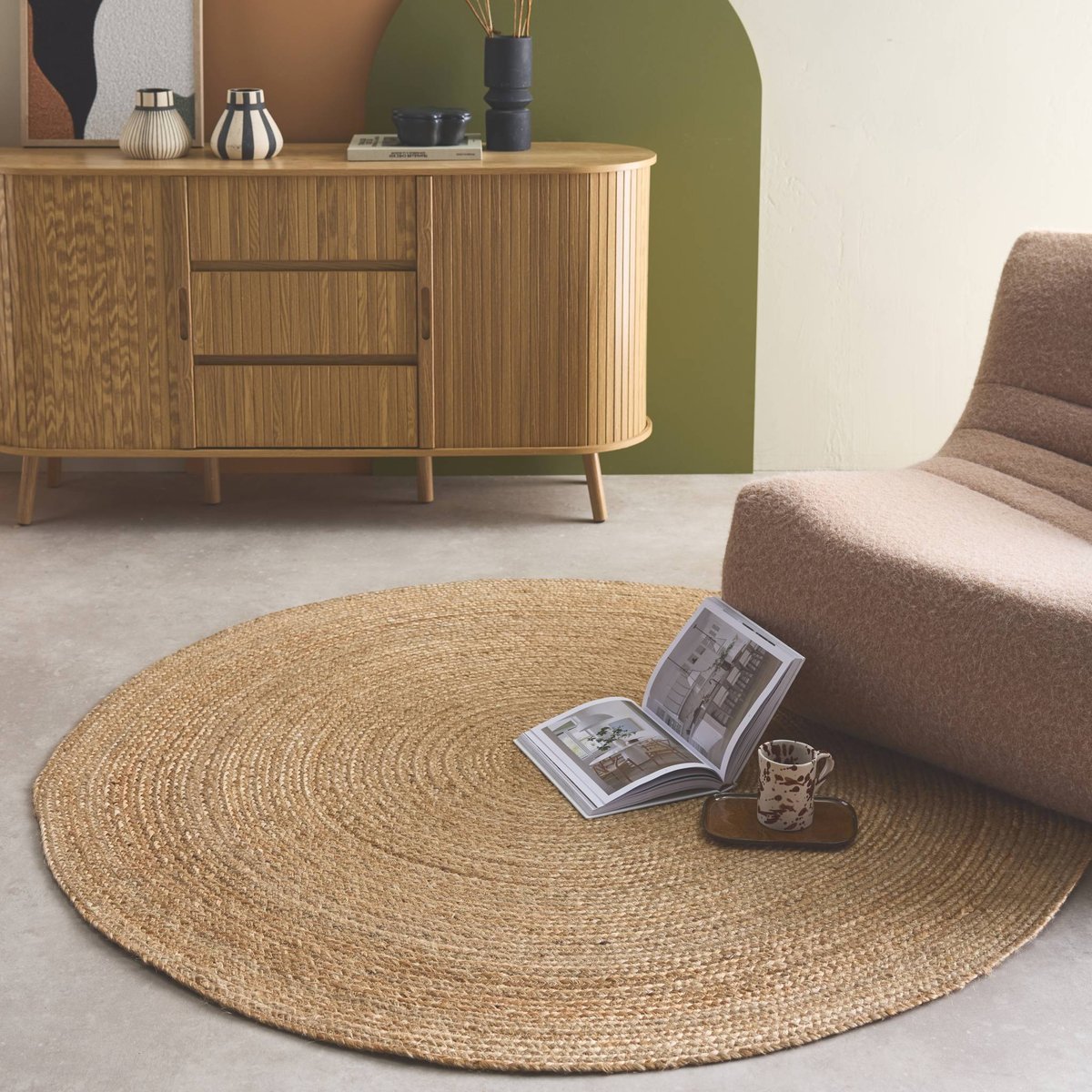 Tapis intérieur rond PADMA naturel, SWEEEK