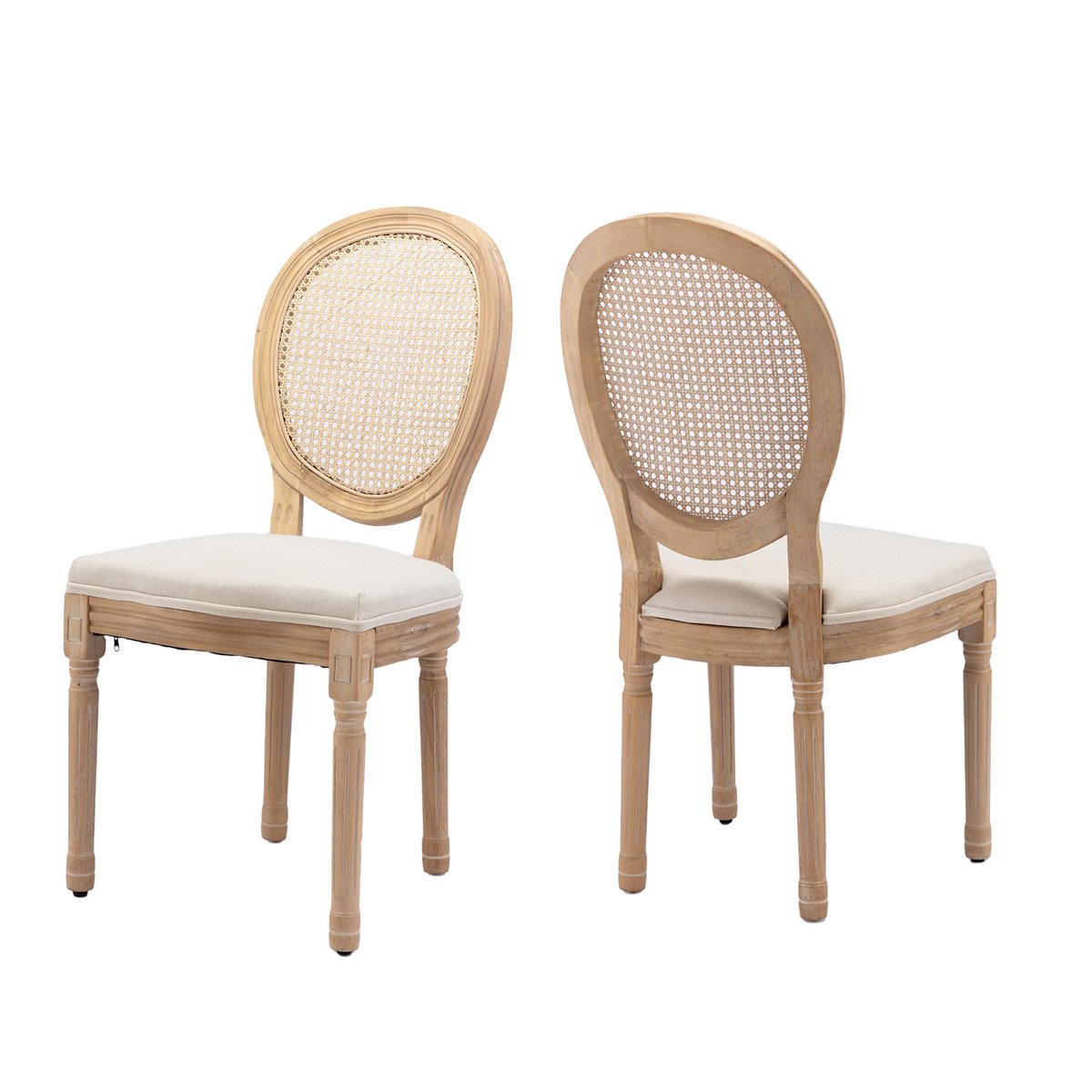 Lot de 2 chaises de salle à manger style classique en rotin, KOARAT beige, MEUBLES COSY