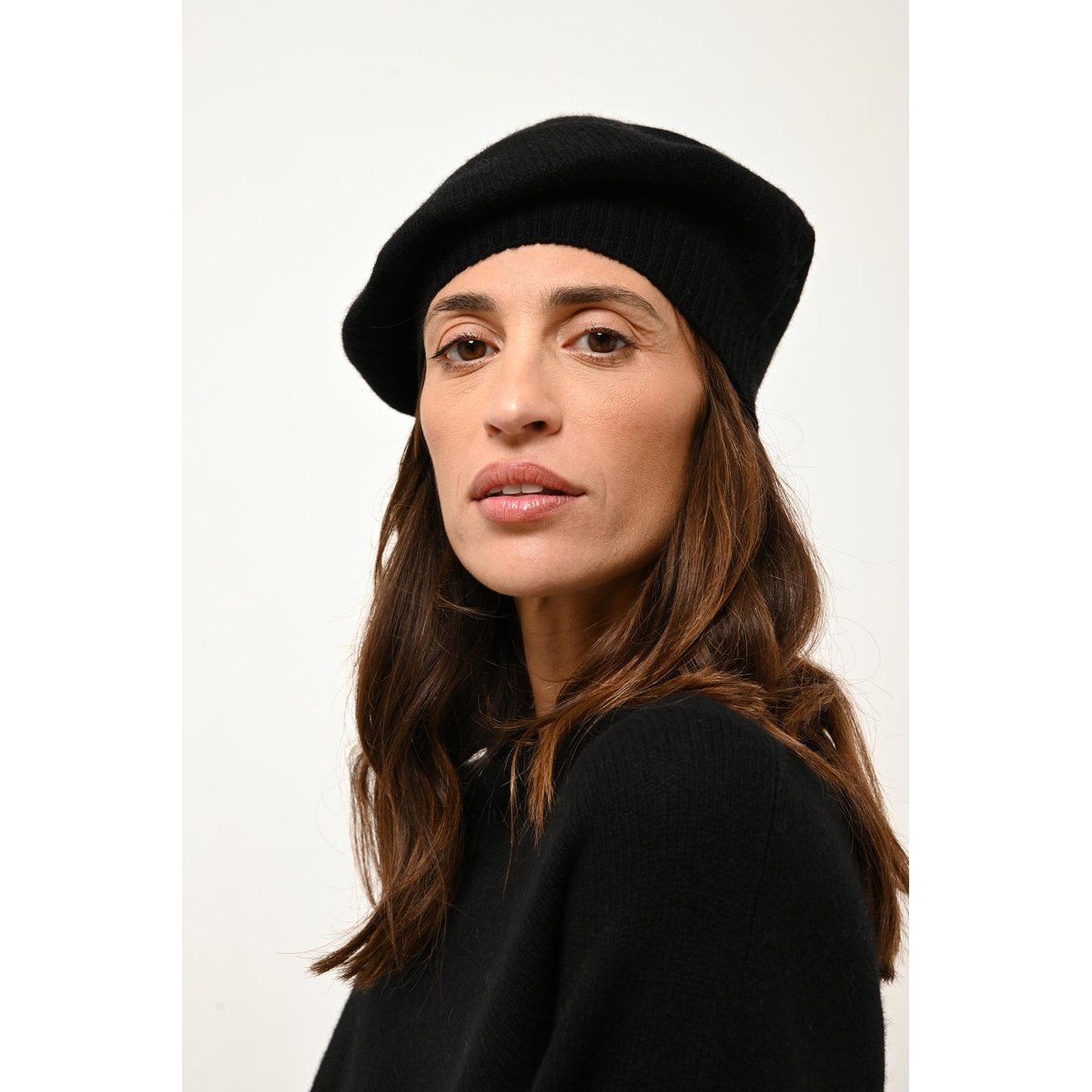 Poncho 4 Fils Ivoire Ashley noir, JUST CASHMERE
