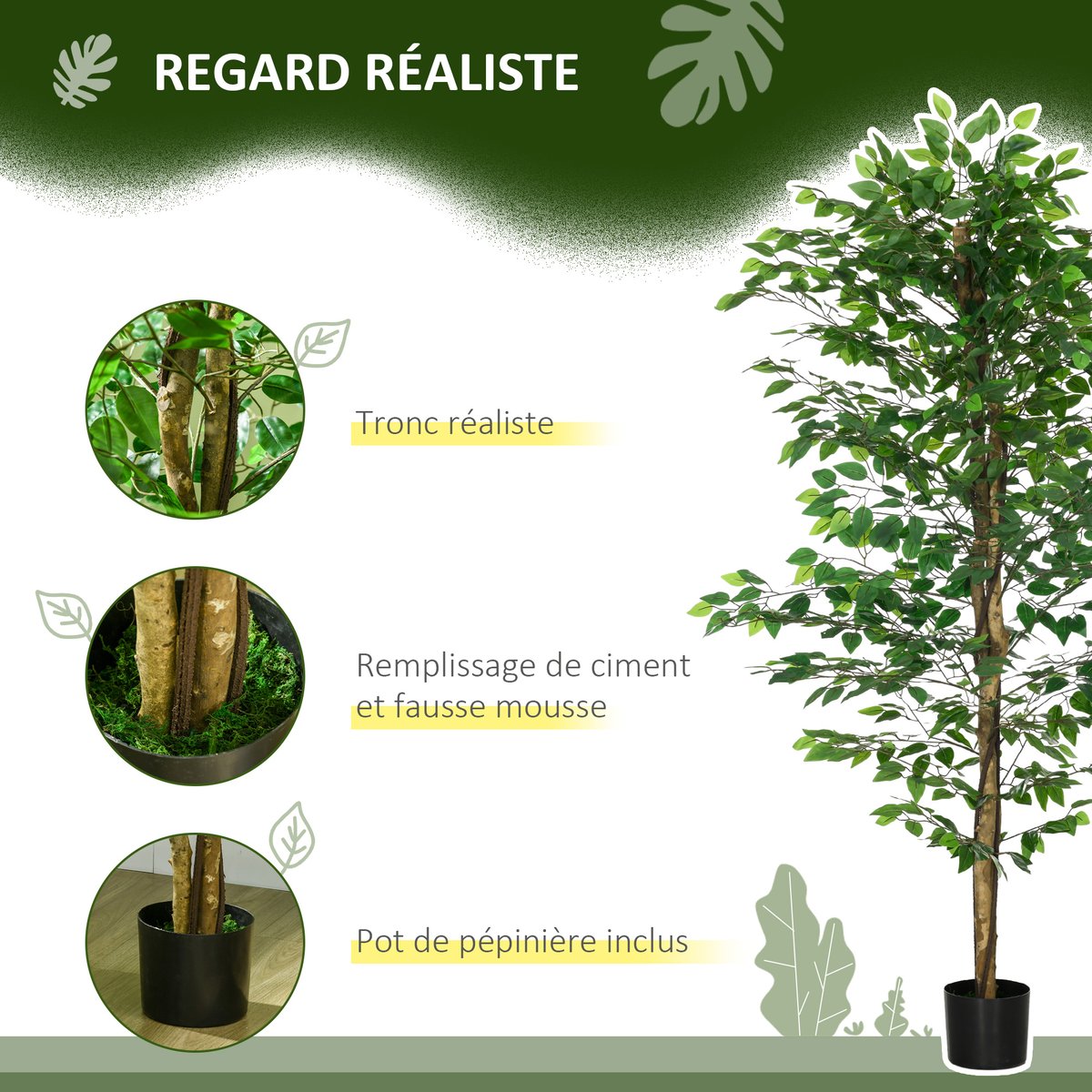Plantes artificielles PEVA Vert vert, HOMCOM