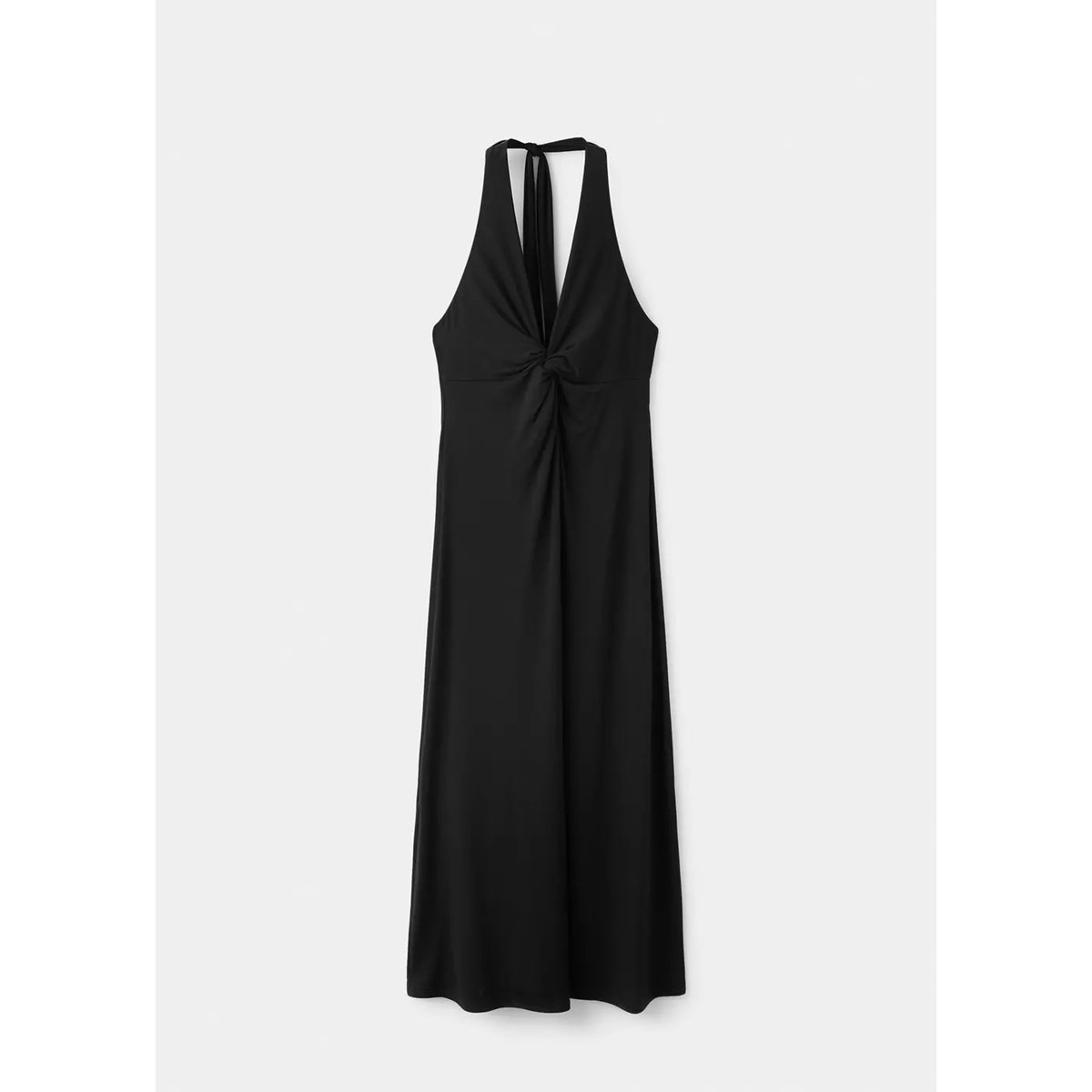 Robe emmanchures américaines drapée noir, MANGO