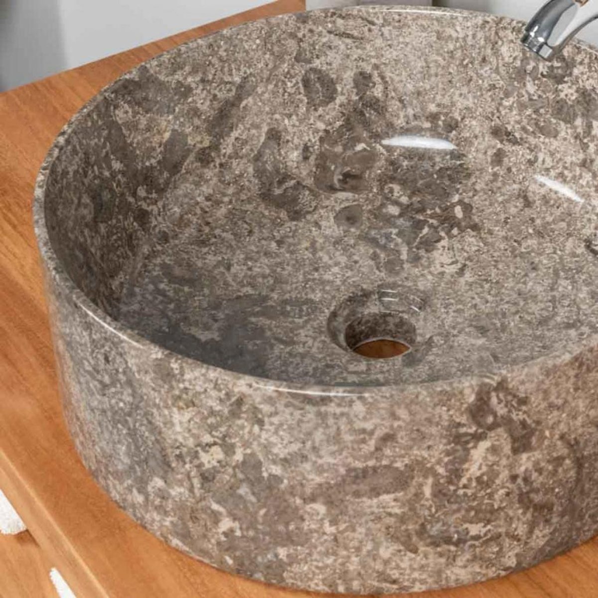 Vasque en marbre ronde 40 cm ULYSSE gris, WANDA COLLECTION