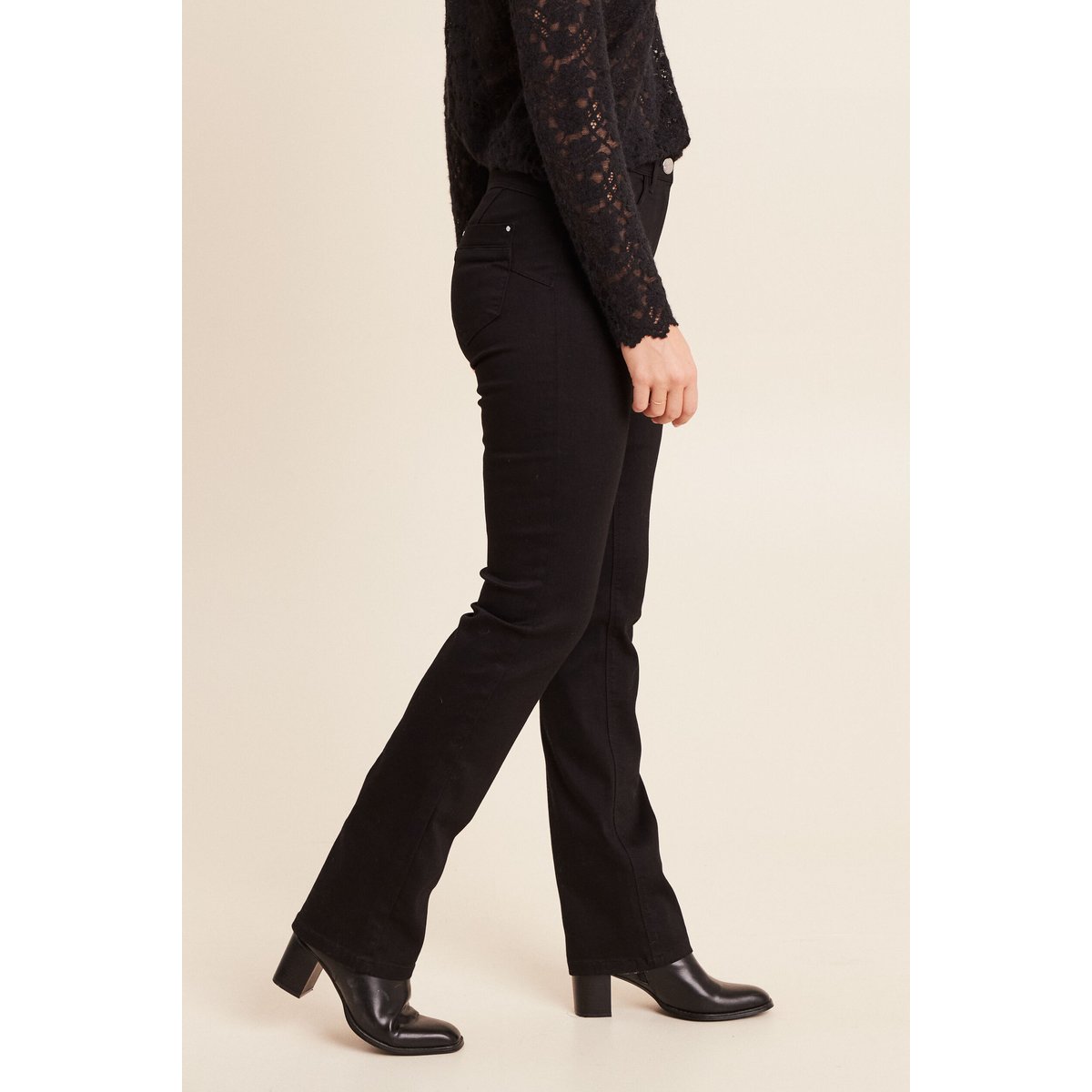 Jean coupe droite taille haute noir, BREAL