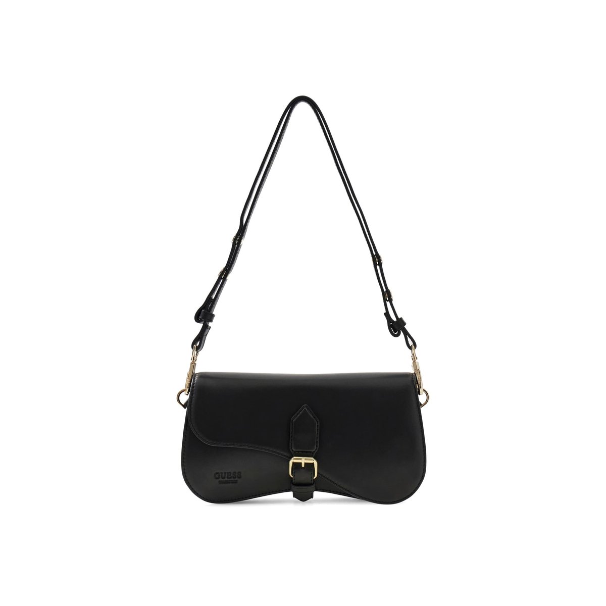 Sac À Bandoulière En Cuir Véritable Charlotte noir, GUESS