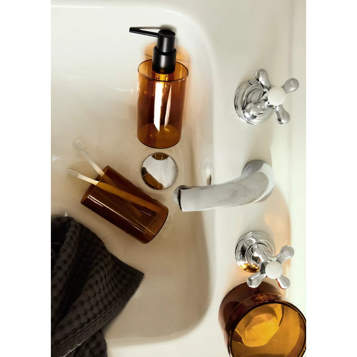 Distributeur de savon borosilicate marron moyen, MANGO HOME