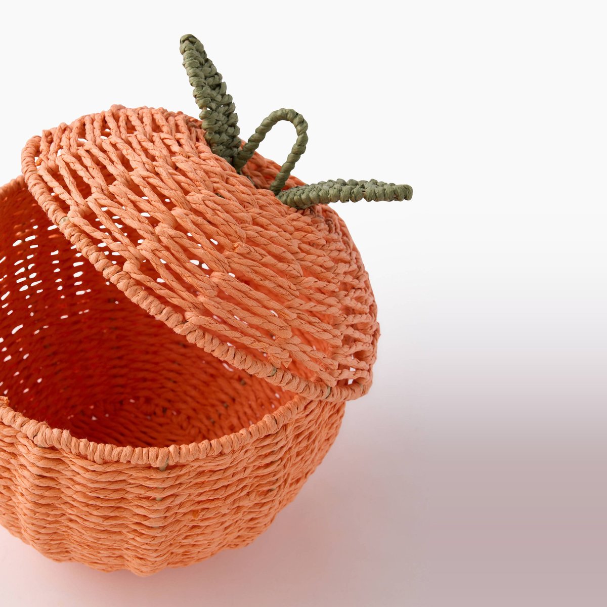 Panier papier coloré forme pêche, 22*22*H14/H24 cm, en papier orange, MONOPRIX