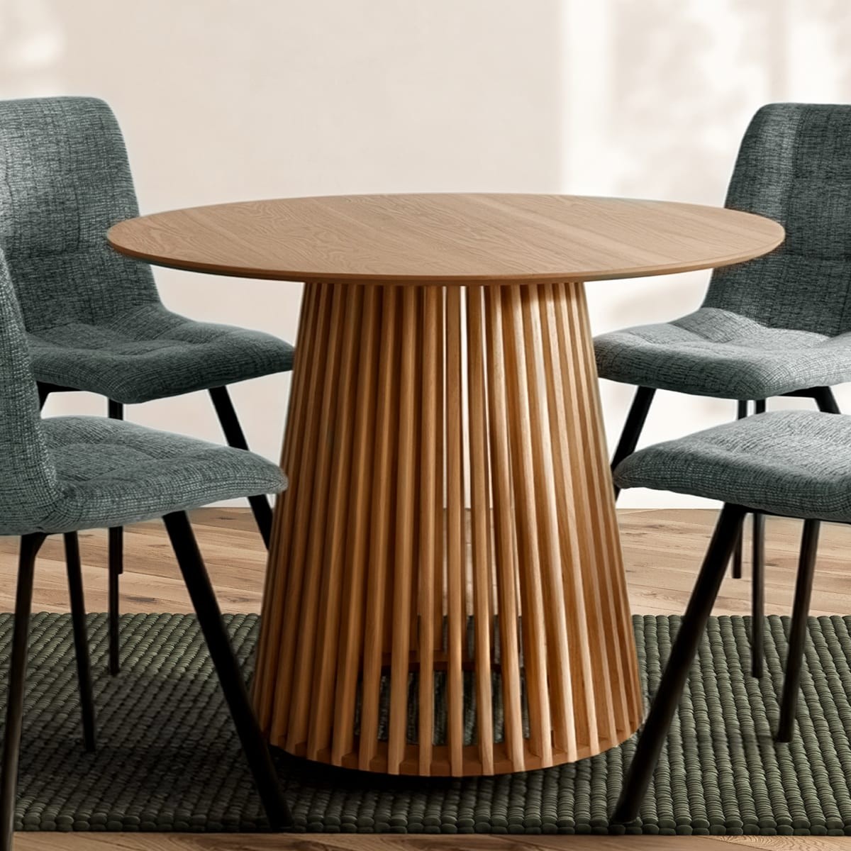 Table à manger ronde 4 pers., piètement central conique - ROMAN bois, HOMIFAB