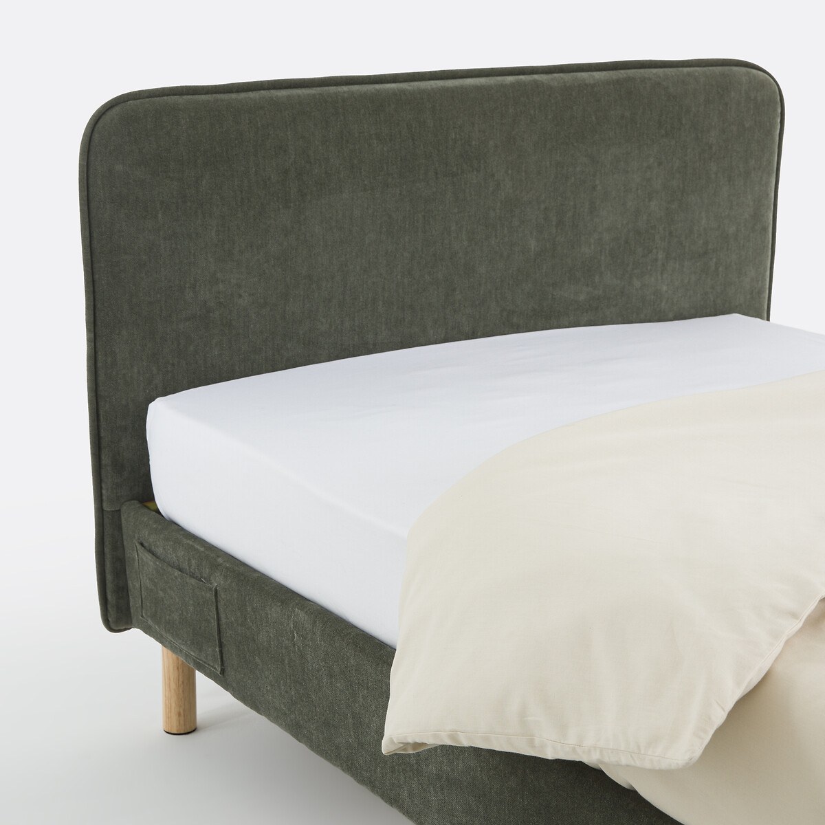 Gestoffeerd bed met lattenbodem, Roban groen , LA REDOUTE INTERIEURS