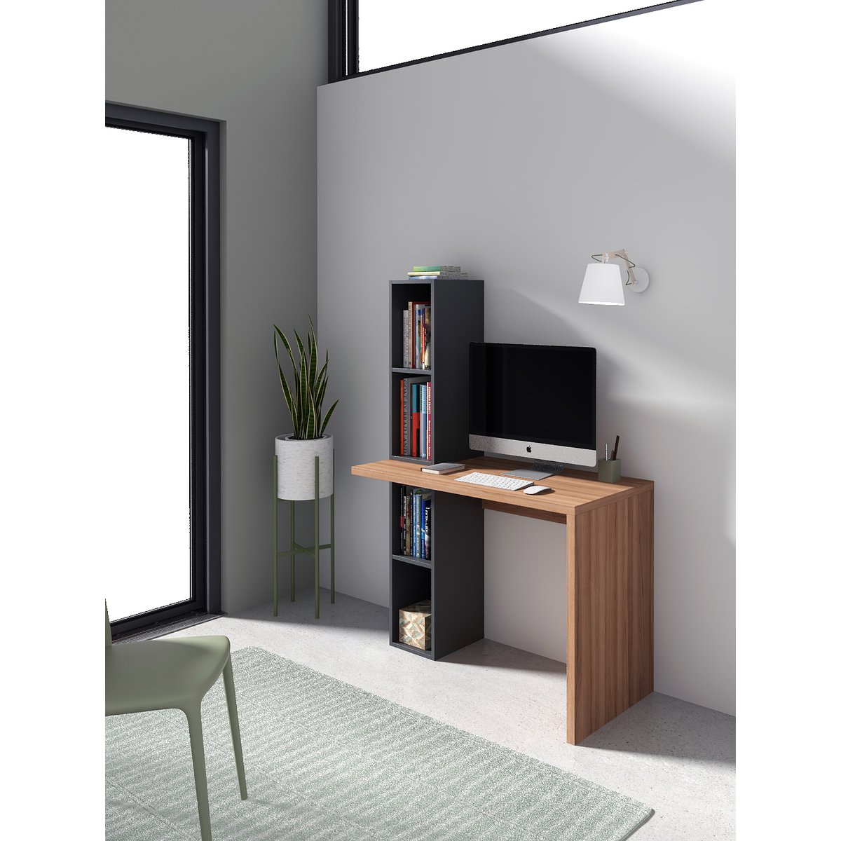 Bureau en placard, LONDRES noyer-graphite, HERDASA