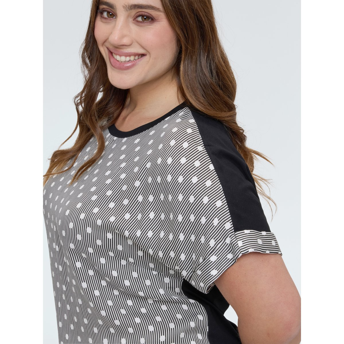T-shirt à rayures et pois noir, FIORELLA RUBINO