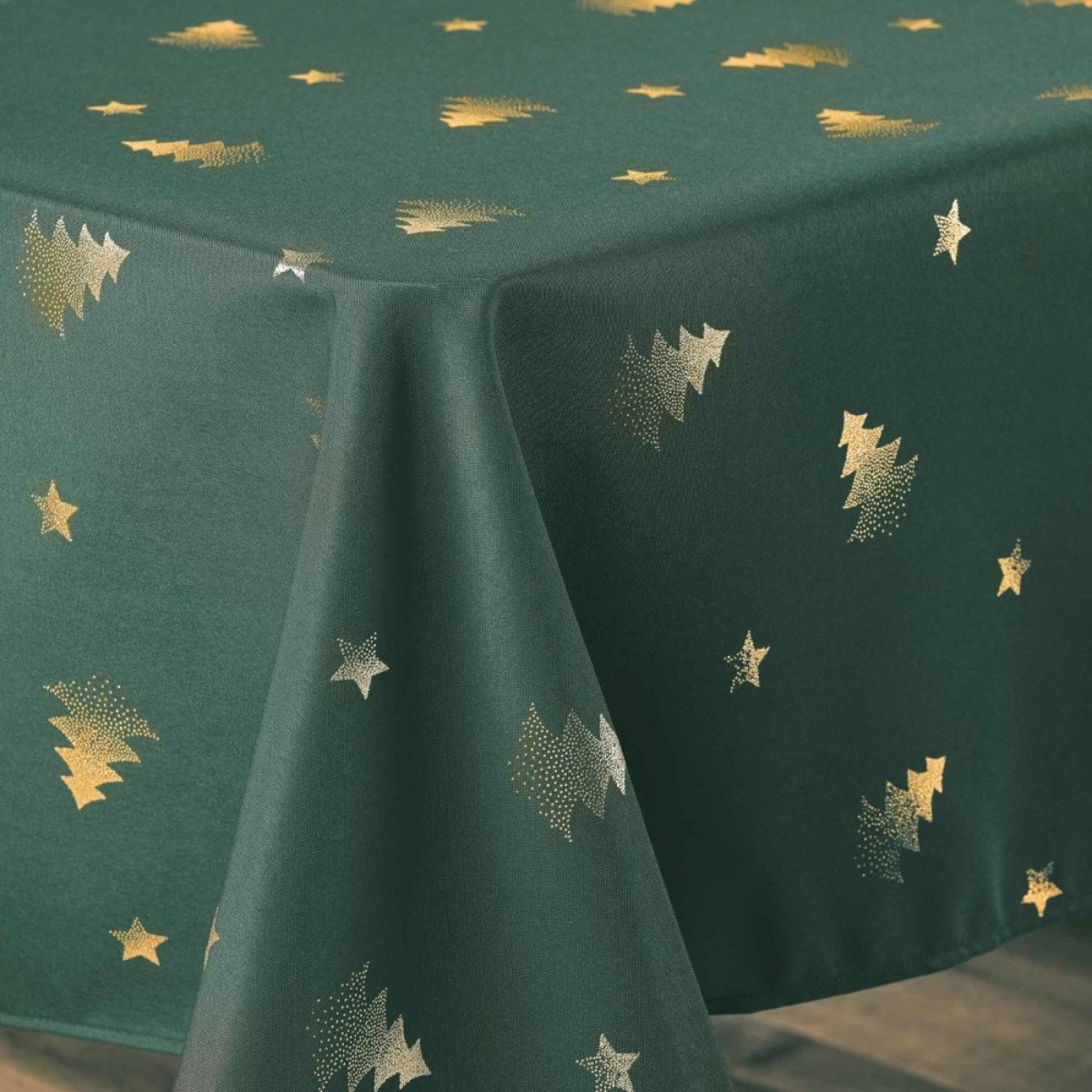 Nappe Rectangulaire 150x300 Antitache Sapin Vert Et Doré vert, DECORATIE
