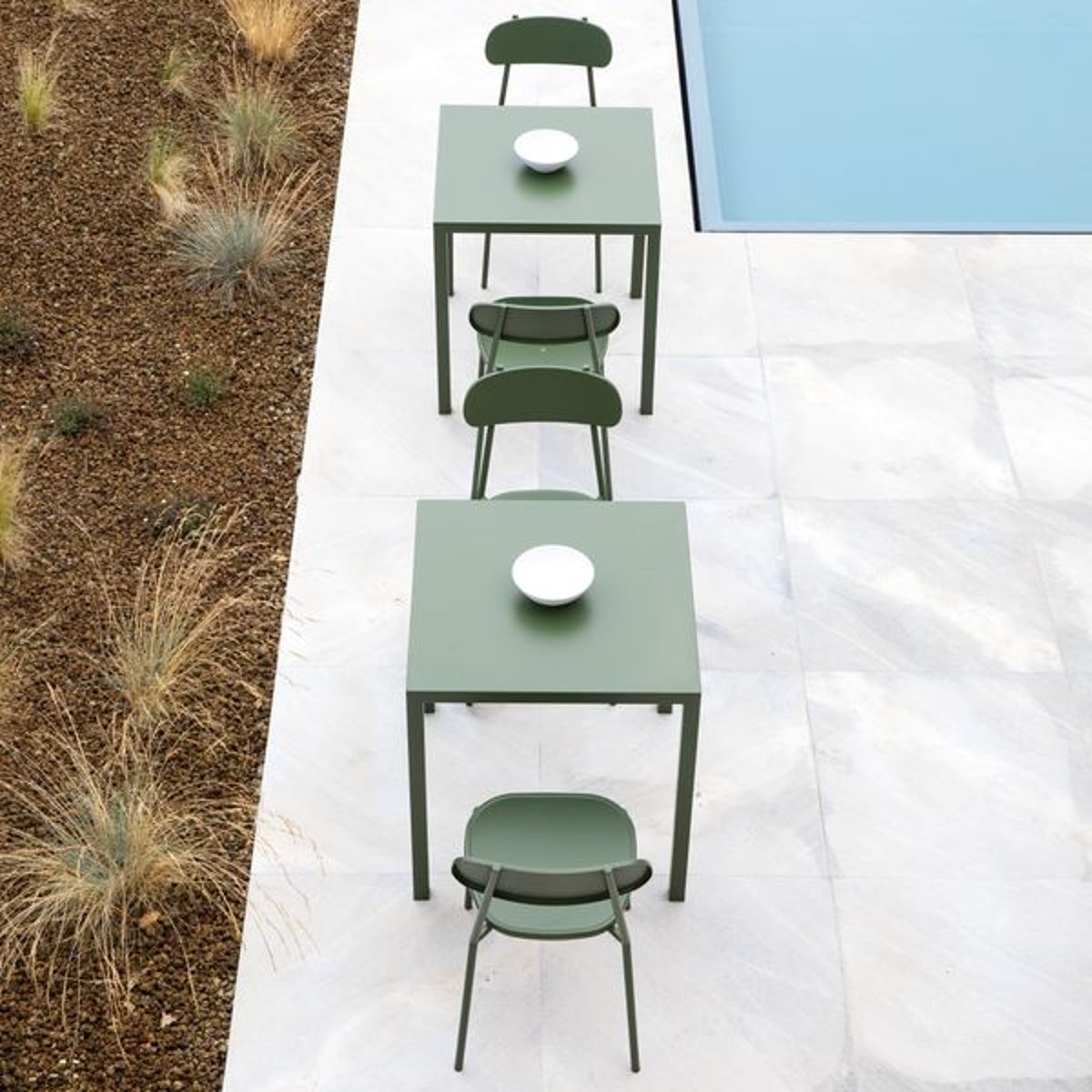 Table repas carré outdoor 80cm métal vert foncé, ZAGO