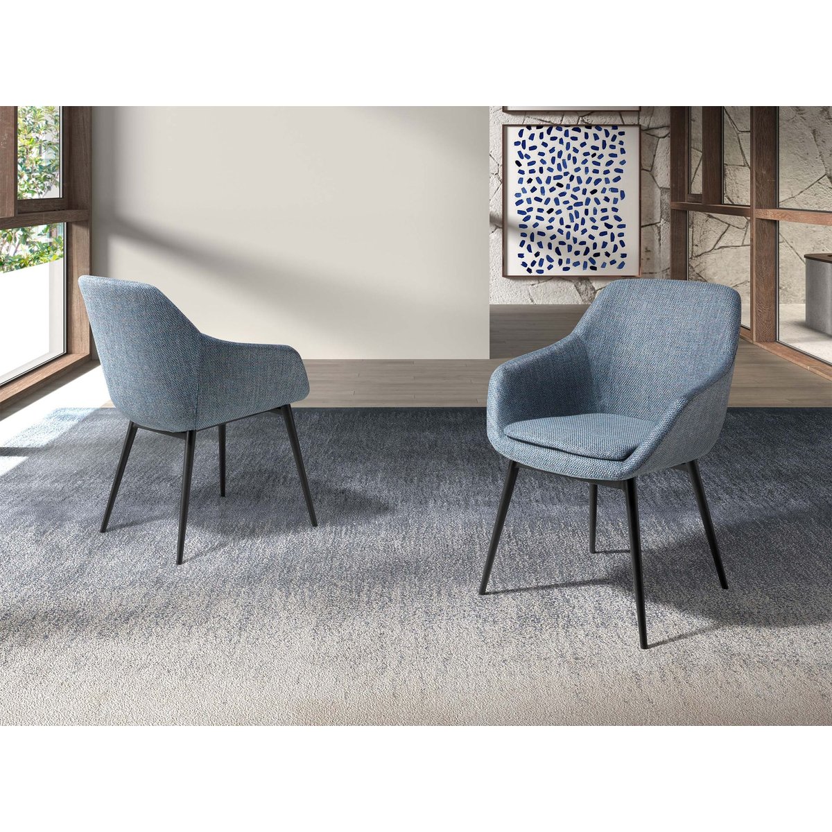 Chaise en tissu marbré mottled bluish grey | black, ANGEL CERDA