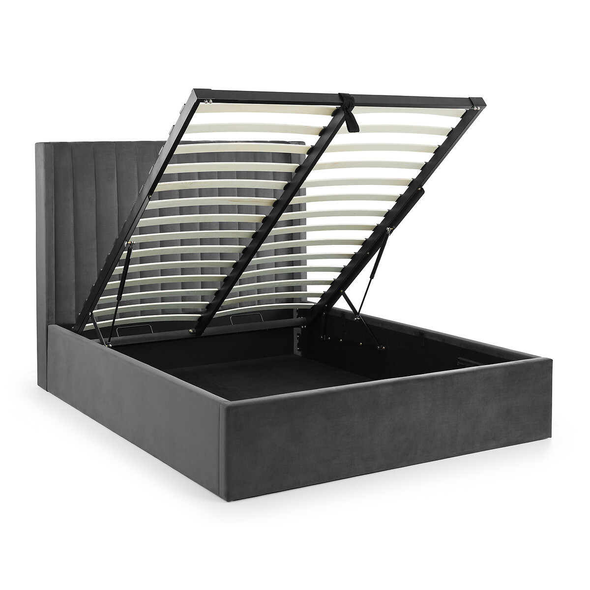 Varese Scalloped Velvet Ottoman Storage Bed grey, SO'HOME