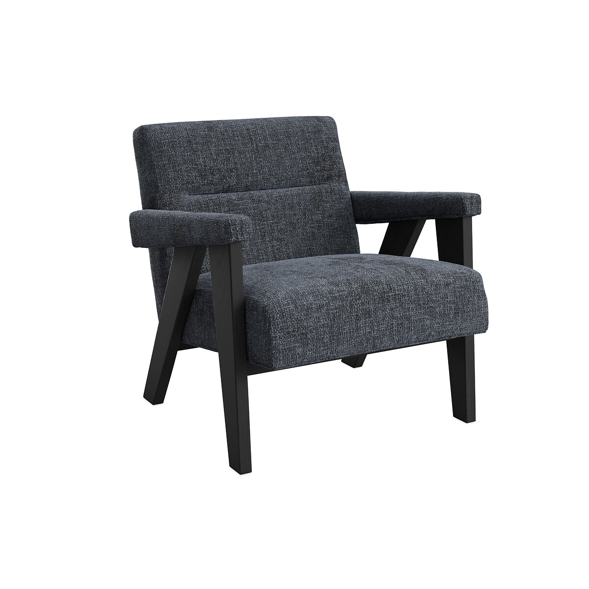 Alessa Tweed Velvet Upholstered Accent Armchair carbon/black, ÉDITÉ