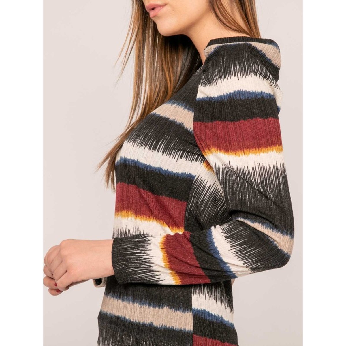 Top Manches Longues Motifs Fillo noir, DONA LISA
