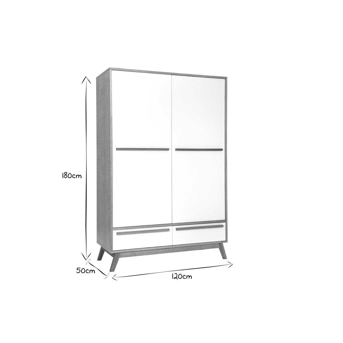 Armoire design avec penderie finition bois clair et blanc mat L120 cm HELIA blanc, MILIBOO