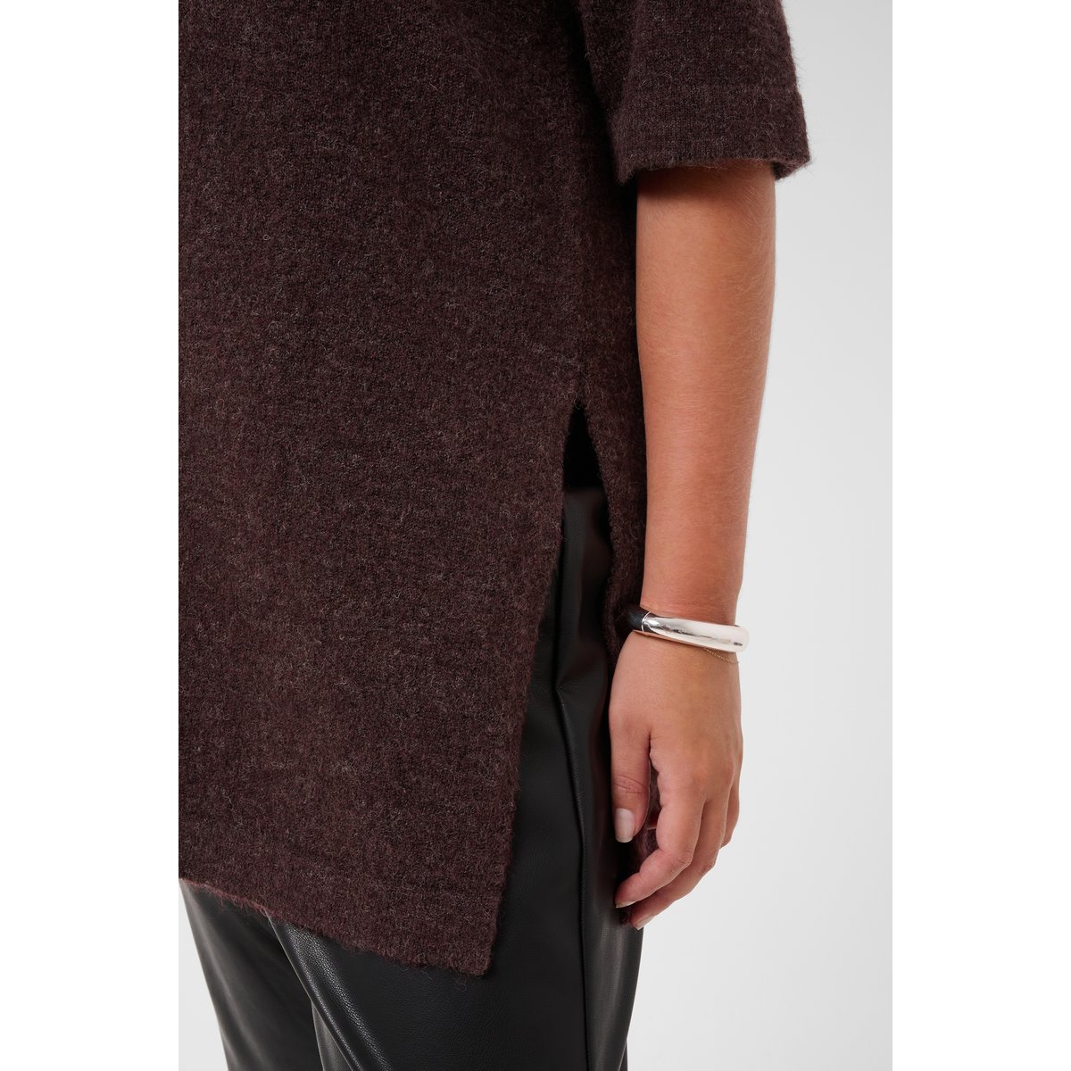 Pullover tricoté marron fudge melange, KAFFE CURVE