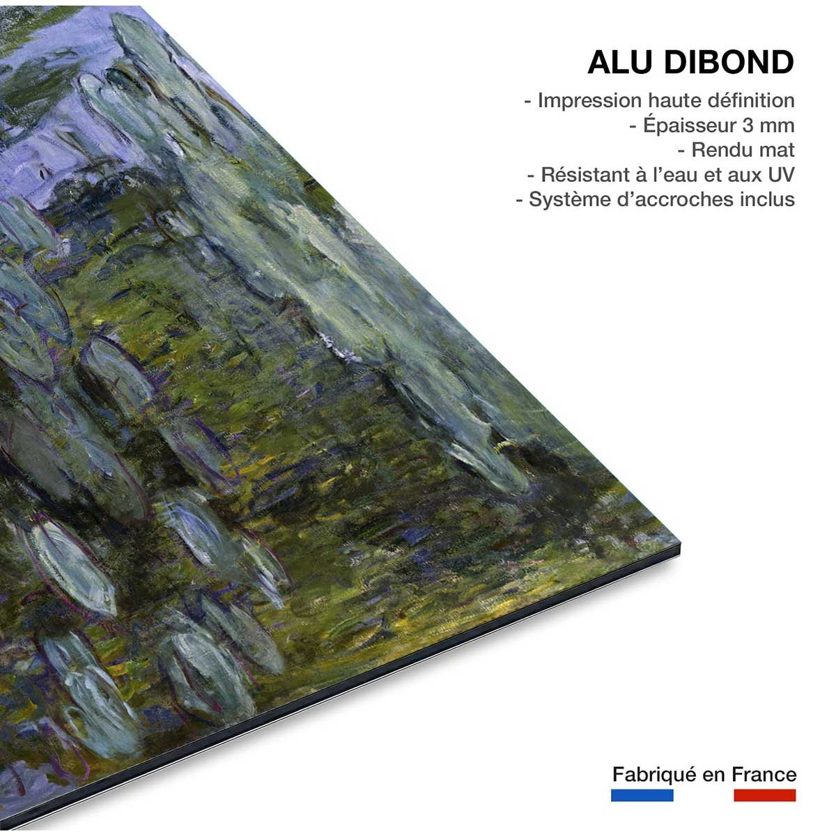Tableau célèbre Les Nymphéas de Claude Monet tableau alu dibond, HEXOA