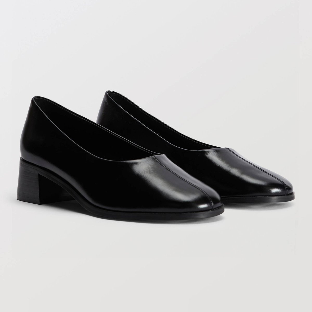 Ballerines en cuir vernis noir, MONOPRIX