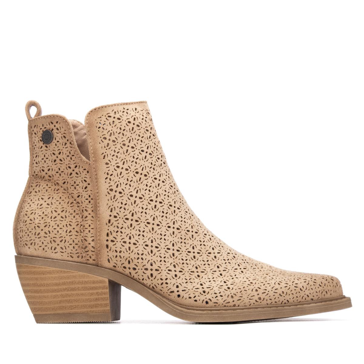 Bottine Talon Décontractée Fermeture éclair beige, REFRESH