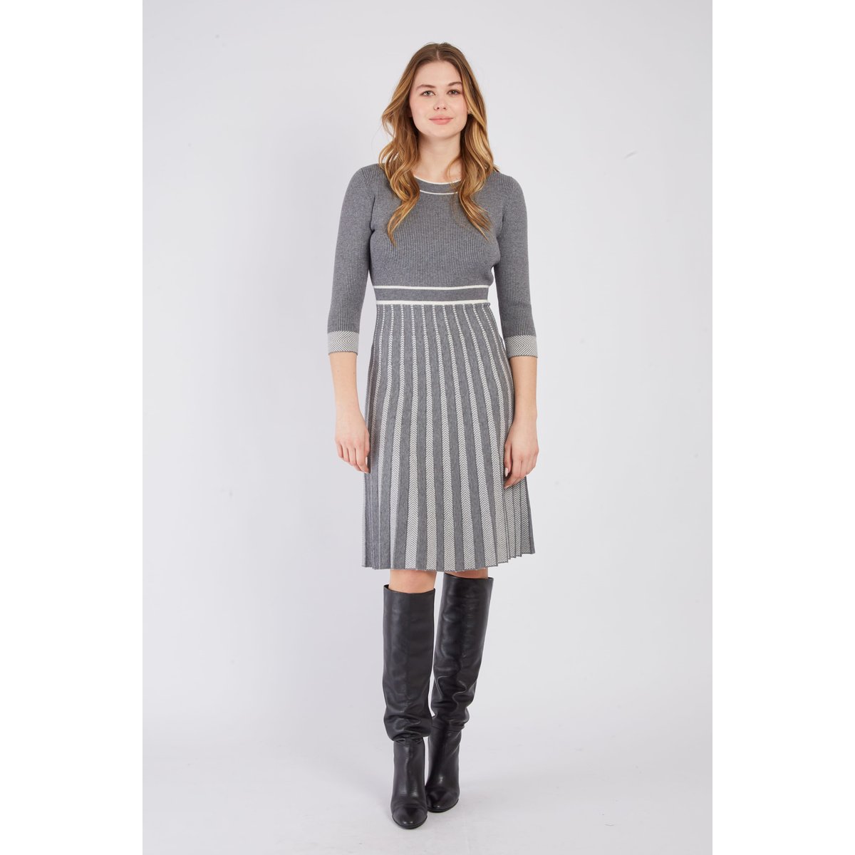 Robe courte en maille CARLINE gris, DERHY