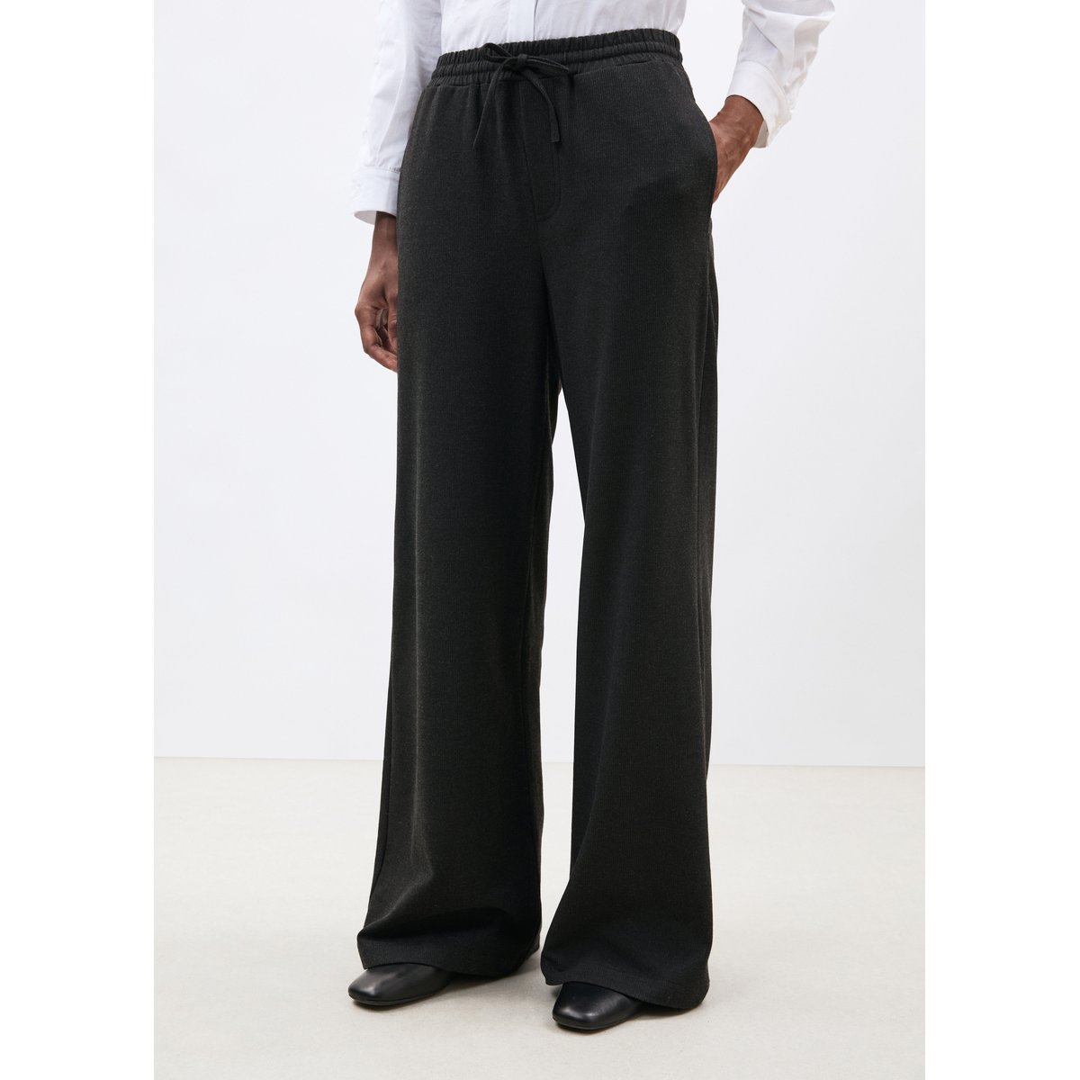 Pantalon large à imprimé anthracite, HUMILITY
